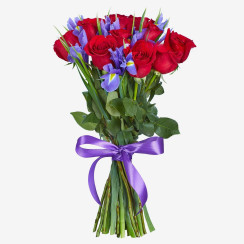 Bouquet de roses et d&#039;iris
